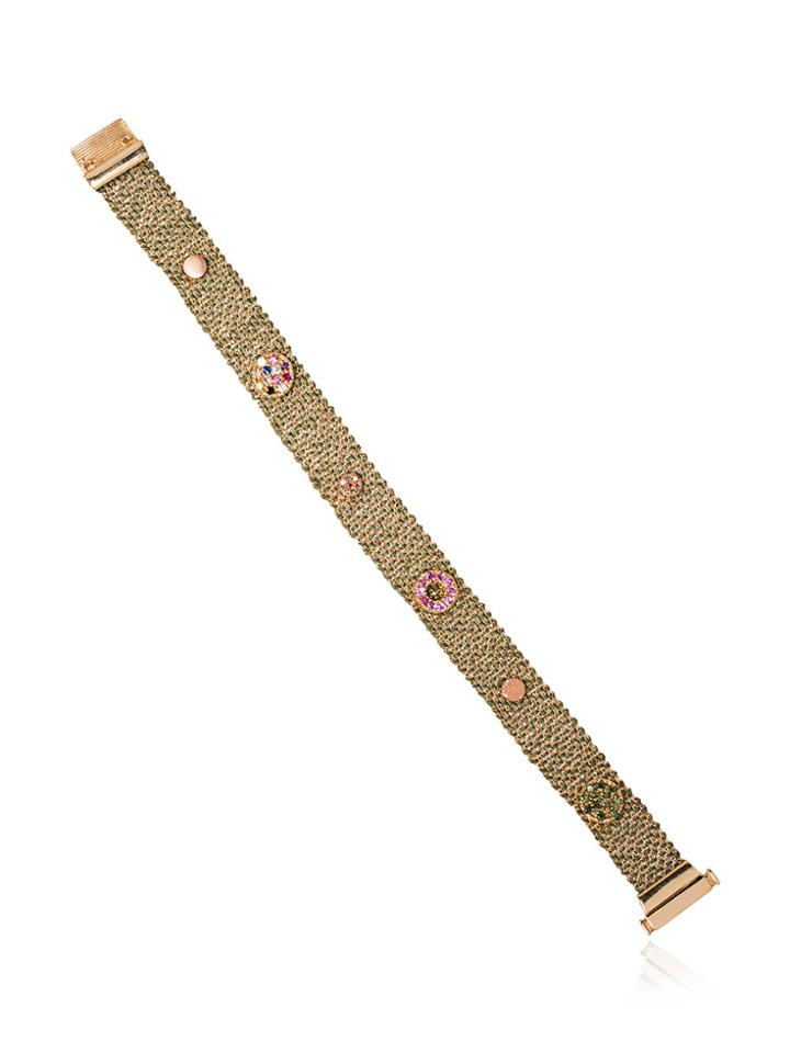 Carolina Bucci Green And Yellow Gold Woven Silk Diamond Bracelet -