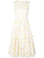 Carolina Herrera Printed Tiered Ruffled Dress - White