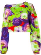 Msgm Floral Off-shoulder Top - Green