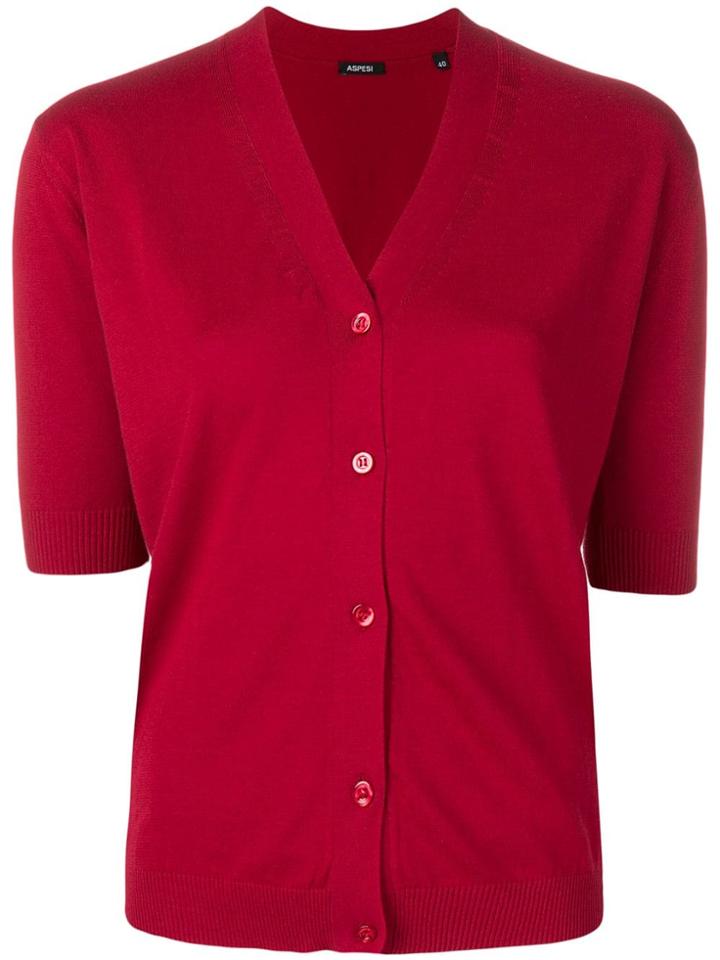 Aspesi Short Sleeved Cardigan - Red