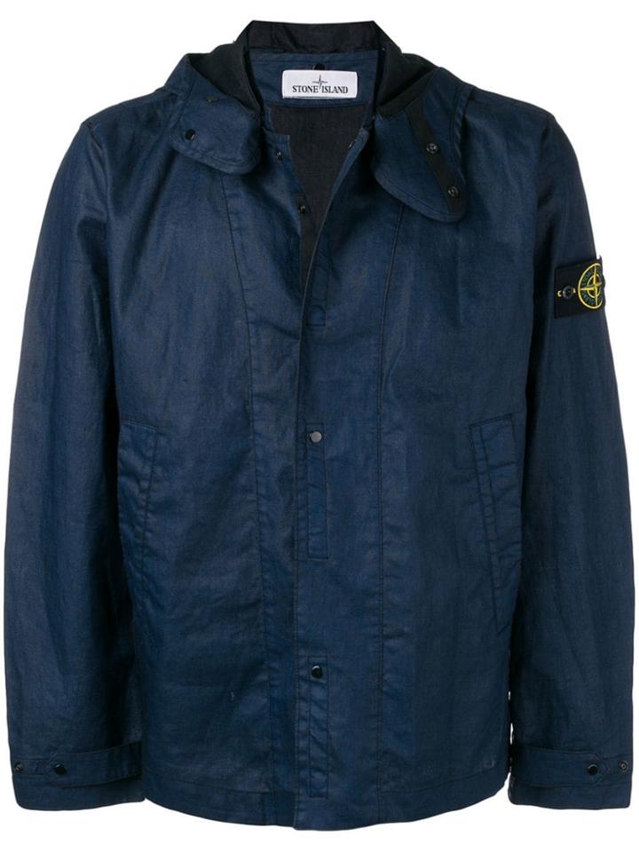 Stone Island Snap Fastening Hooded Jacket - Blue