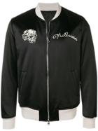 Alexander Mcqueen Etched Skeleton Bomber Jacket - Black