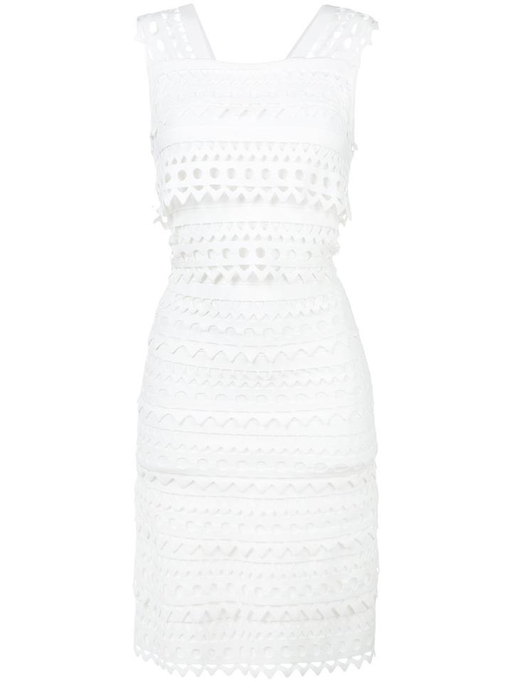 Alaïa Geometric Motif Dress, Women's, Size: 36, White, Polyester/viscose/nylon