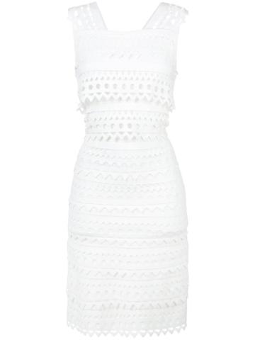 Alaïa Geometric Motif Dress, Women's, Size: 36, White, Polyester/viscose/nylon