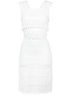 Alaïa Geometric Motif Dress, Women's, Size: 36, White, Polyester/viscose/nylon