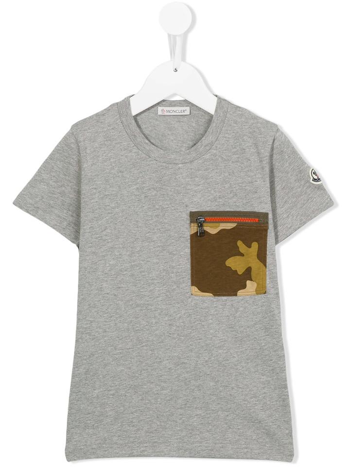Moncler Kids Camouflage Pocket T-shirt, Boy's, Size: 10 Yrs, Grey