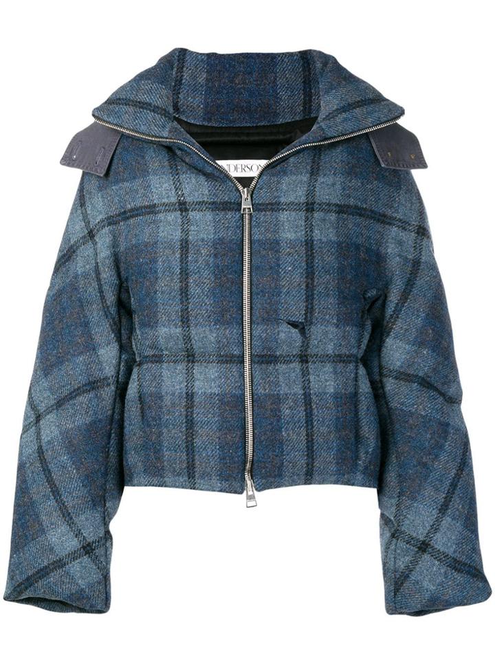 Jw Anderson Tartan Puffer Jacket - Blue