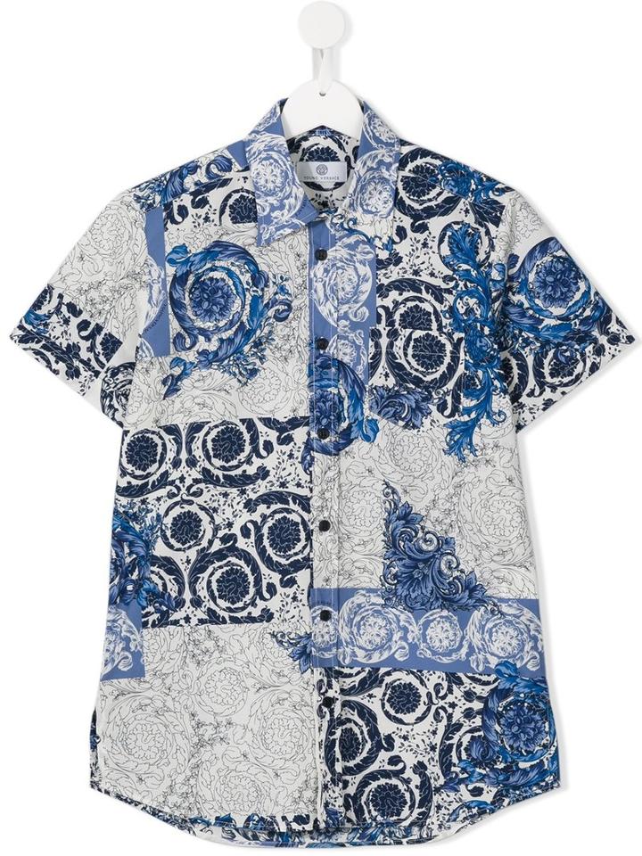 Young Versace Baroque Print Shirt, Boy's, Size: 14 Yrs, Blue