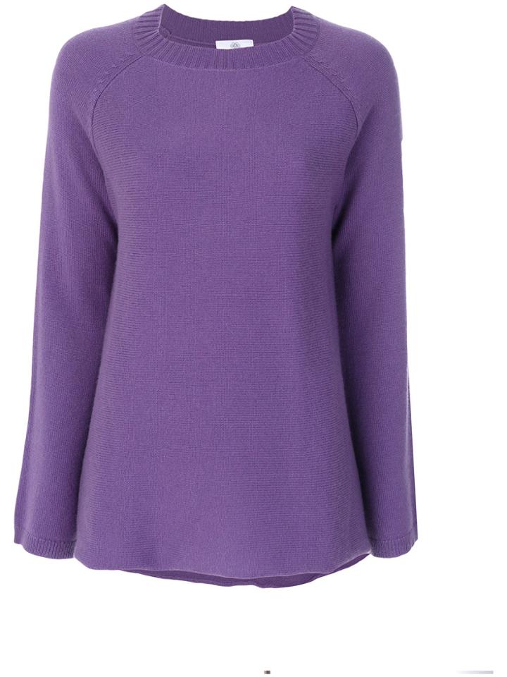 Allude Ribbed Round Neck Jumper - Pink & Purple