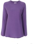 Allude Ribbed Round Neck Jumper - Pink & Purple
