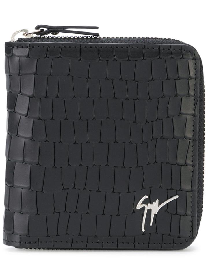 Giuseppe Zanotti Design Crocodile Effect Zipped Wallet - Black