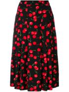 Essentiel Antwerp Cherry Print Pleat Skirt - Black