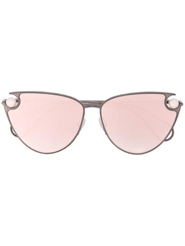Christopher Kane Eyewear Pearl Embellished Cat Eye Sunglasses - Black