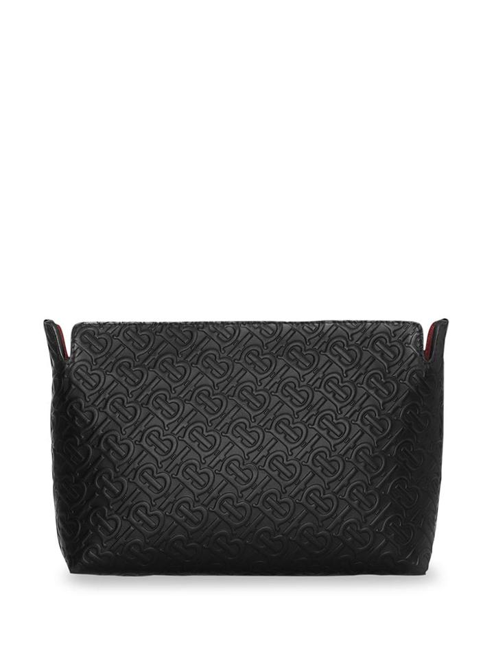 Burberry Medium Monogram Leather Clutch - Black