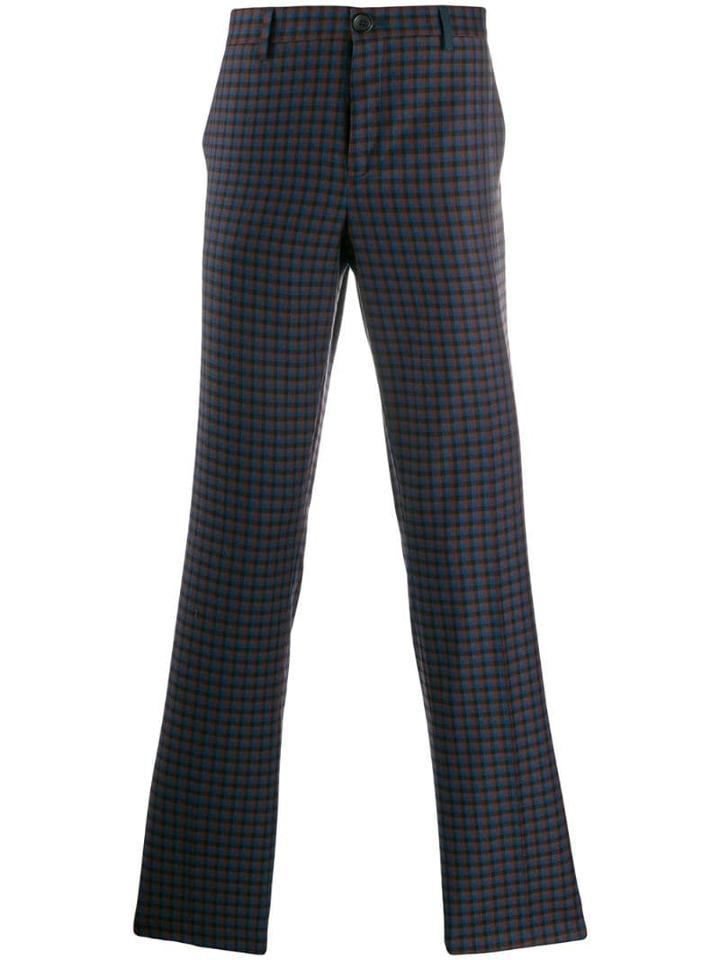 Ps Paul Smith Check Pattern Trousers - Blue