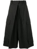 Jw Anderson Cropped Pinstripe Trousers - Black