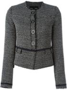 Proenza Schouler Frayed Tweed Jacket, Women's, Size: 4, Black, Cotton/acrylic/polyester/cupro
