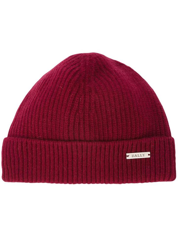 Bally Ribbed Beanie, Men's, Red, Cashmere/wool