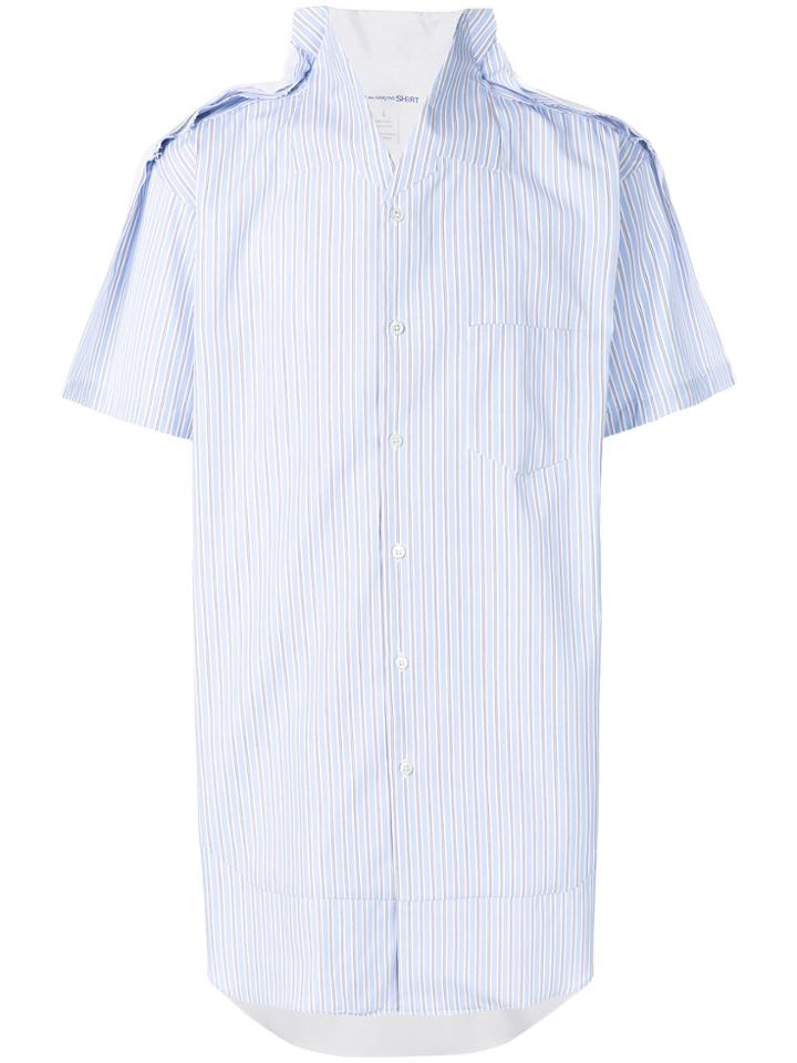 Comme Des Garçons Shirt Striped Pinch-collar Shirt - Blue