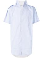 Comme Des Garçons Shirt Striped Pinch-collar Shirt - Blue