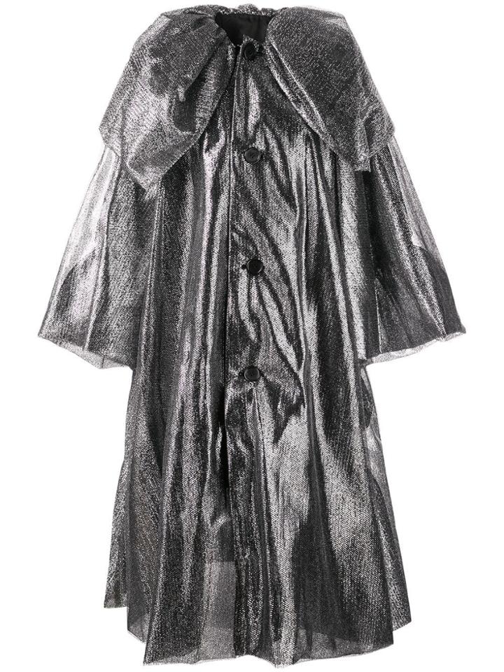 Noir Metallic Oversized Coat - Silver