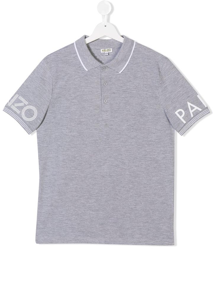 Kenzo Kids Teen Logo Sleeve Polo Shirt - Grey