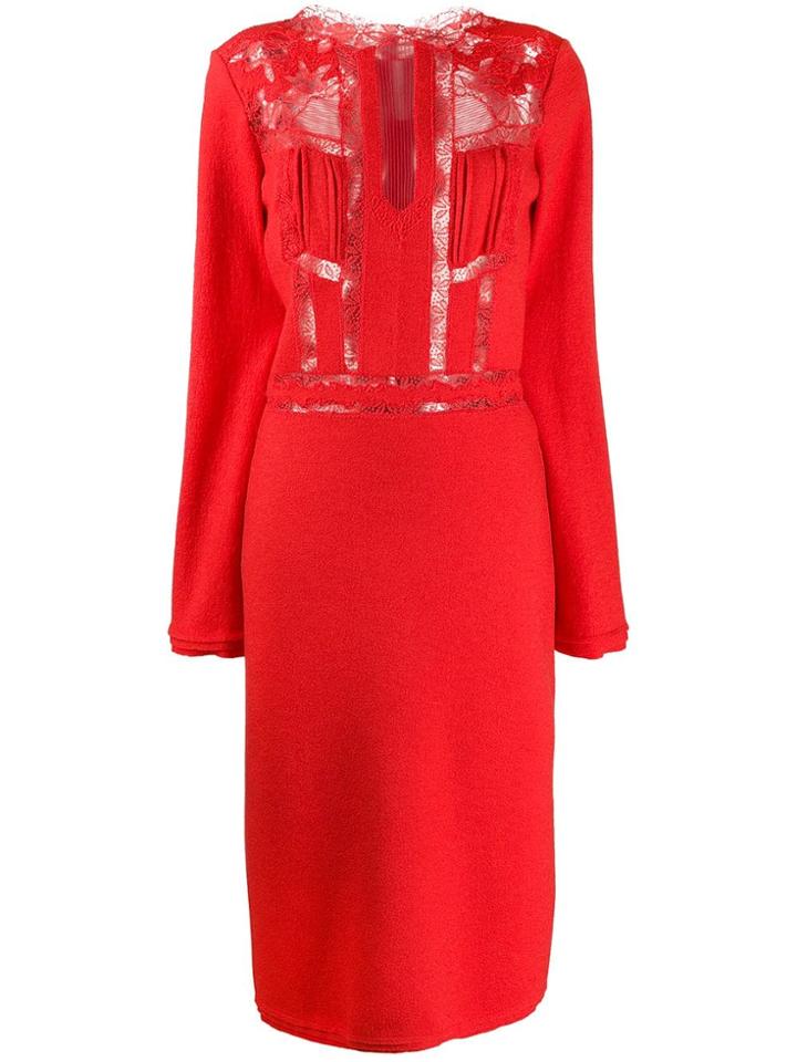 Ermanno Scervino Lace Panel Dress - Red