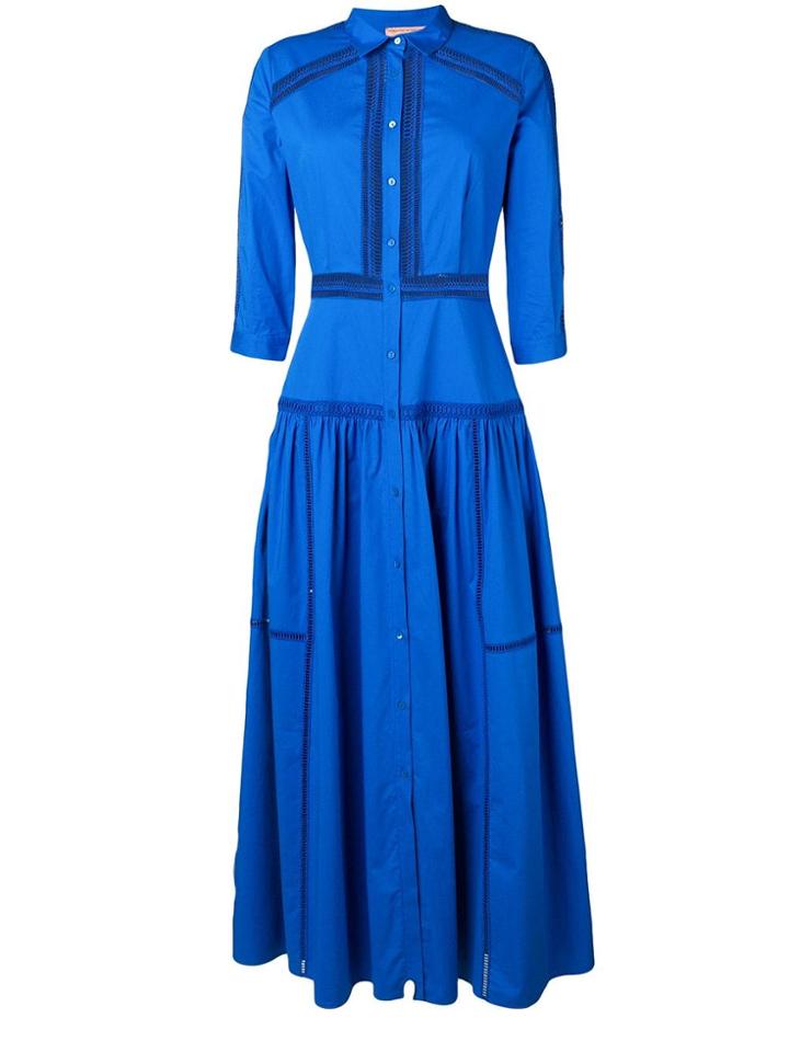 Ermanno Scervino Tiered Maxi Shirt Dress - Blue