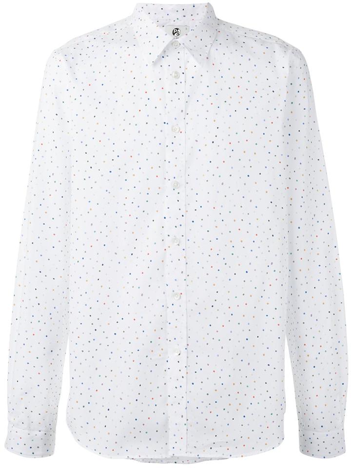 Ps By Paul Smith Polka Dot Print Shirt, Men's, Size: Medium, White, Cotton
