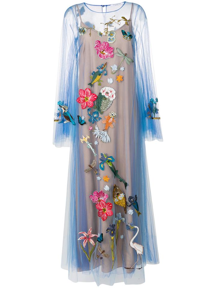 Vivetta Nature Embroidered Sheer Dress - Blue