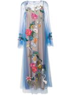 Vivetta Nature Embroidered Sheer Dress - Blue