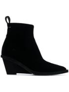 Mm6 Maison Margiela Velvet Pointed Boots - Black