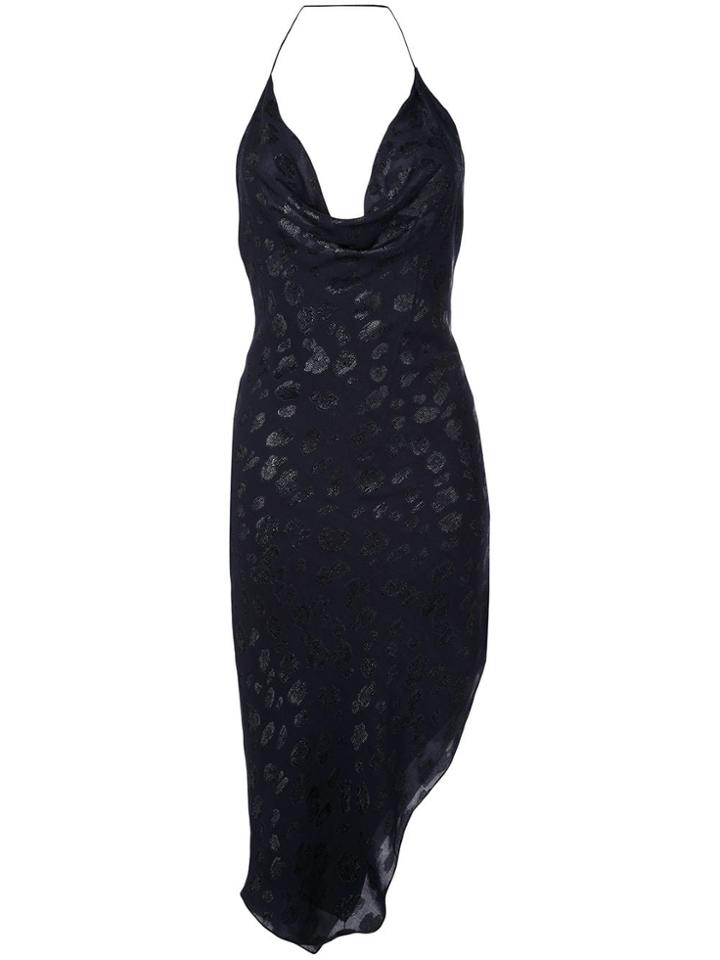 Cushnie Plunge Polka Dot Dress - Blue