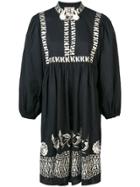 Figue Embroidered Mini Dress - Black