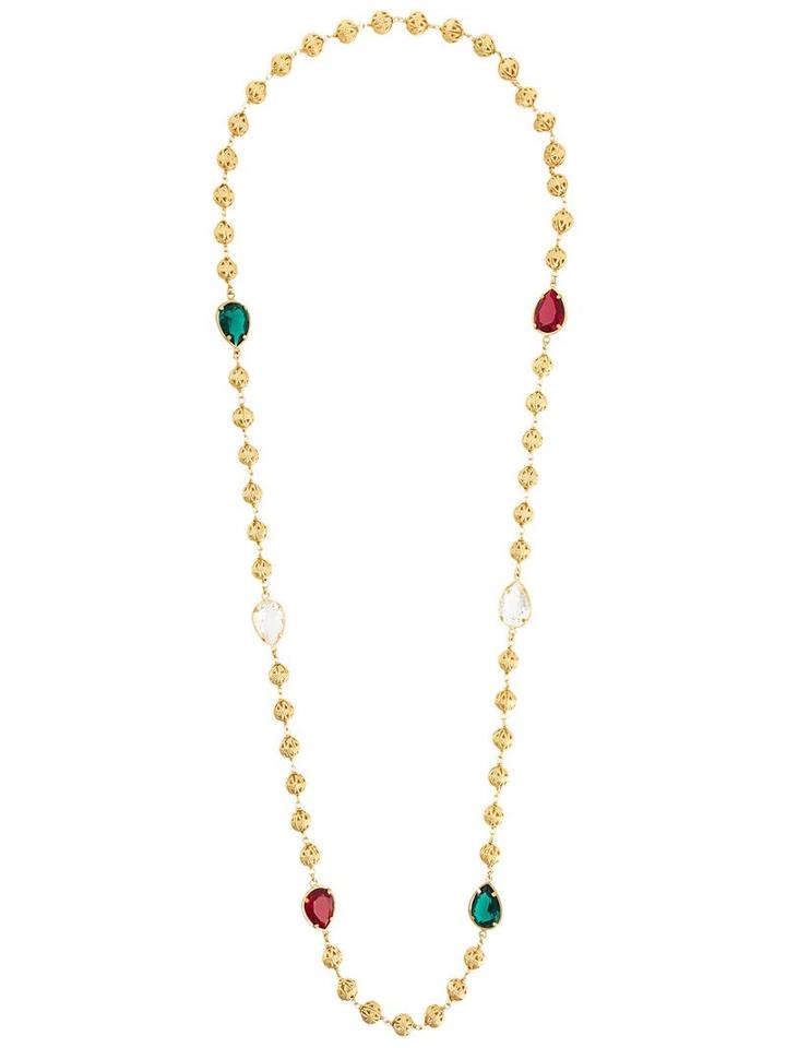 Dolce & Gabbana Crystal Sphere Long Necklace, Women's, Metallic