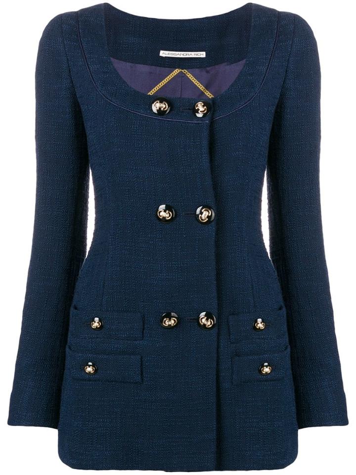 Alessandra Rich Double Breasted Blazer Dress - Blue