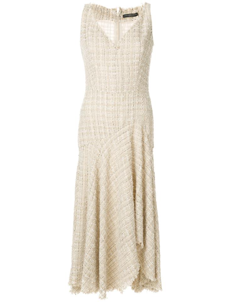 Alexander Mcqueen Lurex Detail Asymmetric Dress - Nude & Neutrals