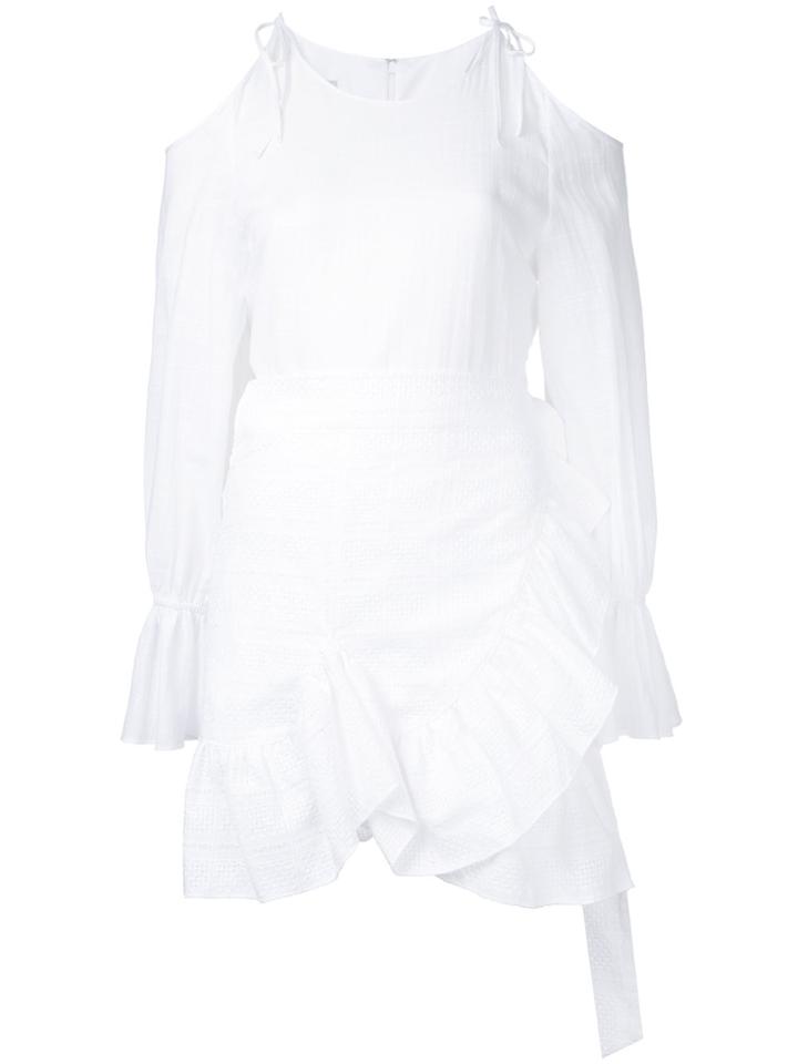 Goen.j Cold Shoulder Sheer Dress - White
