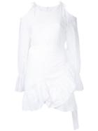 Goen.j Cold Shoulder Sheer Dress - White