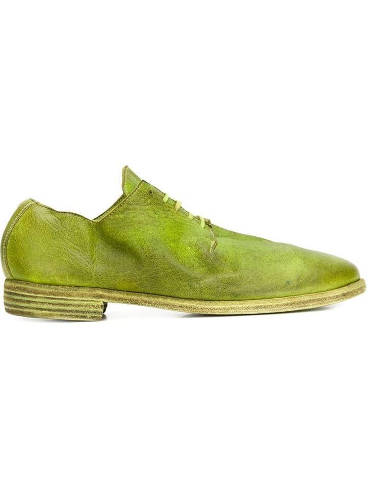 Guidi Distressed Lace-up Shoes, Men's, Size: 42, Green, Goat Skin