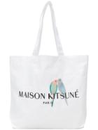 Maison Kitsuné Logo Print Tote - White
