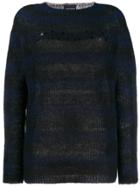 Ermanno Ermanno Embellished Striped Jumper - Black