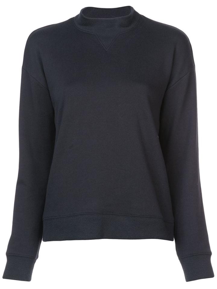 Derek Lam 10 Crosby Ribbed Mock Neck Collar Sweatshirt - Blue