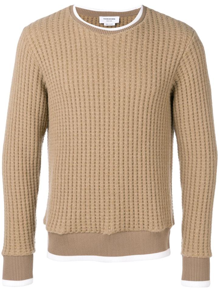 Thom Browne Relaxed Chunky Waffle Sweatshirt - Neutrals