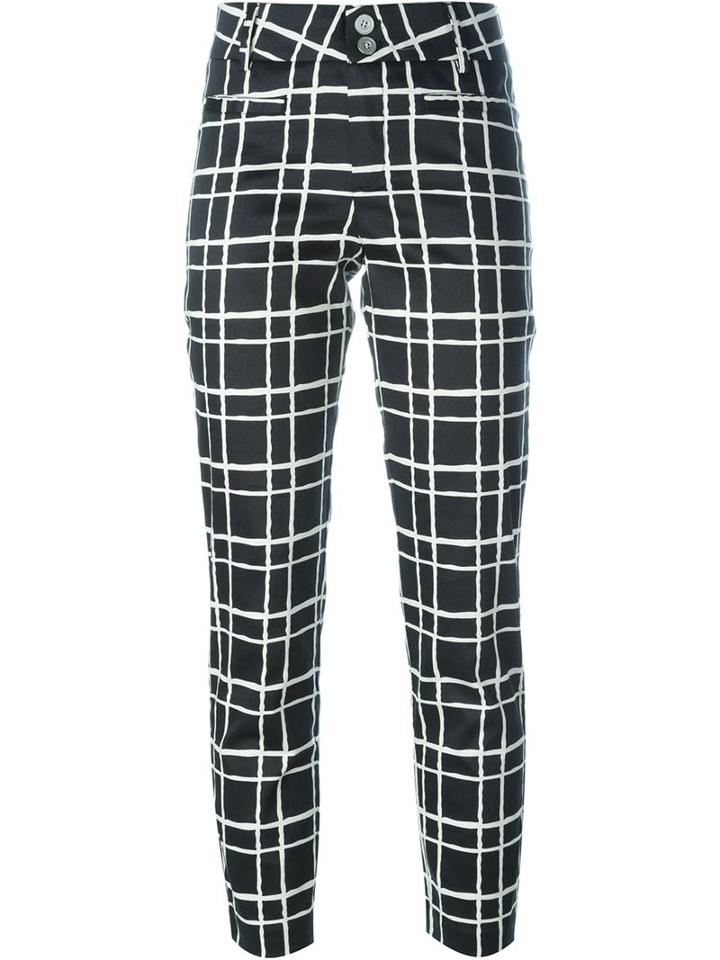 Steffen Schraut Check Print Cropped Trousers, Women's, Size: 34, Black, Cotton/spandex/elastane