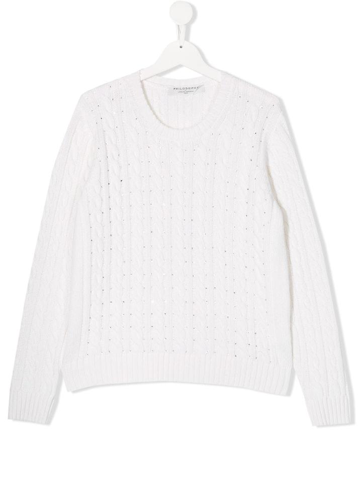 Philosophy Di Lorenzo Serafini Kids Teen Cable-knit Sweater - White