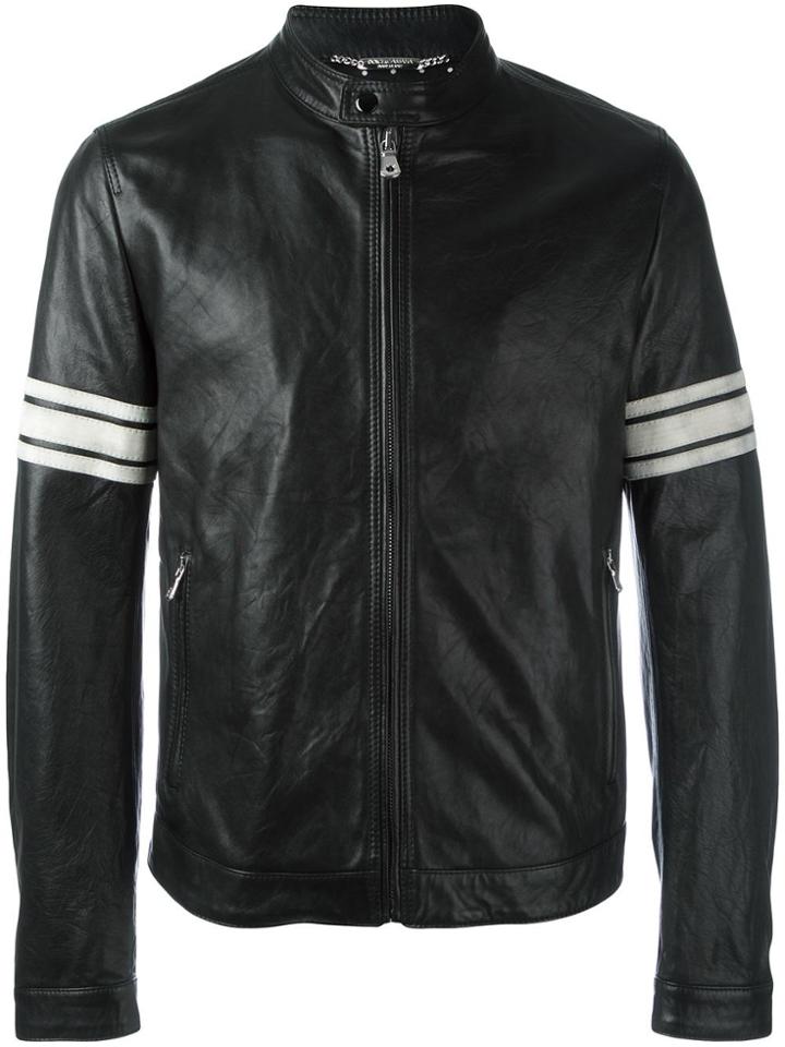Dolce & Gabbana Striped Sleeve Bomber Jacket - Black