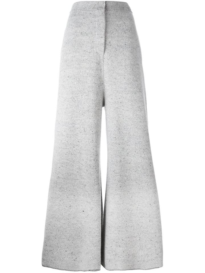 Stella Mccartney Wide Leg Flared Trousers, Women's, Size: 42, Grey, Viscose/virgin Wool/cotton