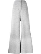 Stella Mccartney Wide Leg Flared Trousers, Women's, Size: 42, Grey, Viscose/virgin Wool/cotton