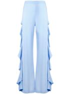 Sara Battaglia Draped Side Detail Trousers, Women's, Size: 44, Blue, Spandex/elastane/viscose